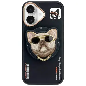 Zadní kryt NIMMY case GLASSES COOL DOG compatible with MagSafe pro Apple iPhone 16, černá