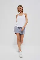 Pruhované bavlnené šortky - biele