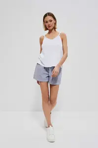Pruhované bavlnené šortky - biele