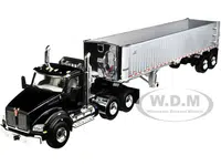 Kenworth T880 Day Cab with East Genesis End Dump Trailer Black and Chrome 1/50 Diecast Model by First Gear