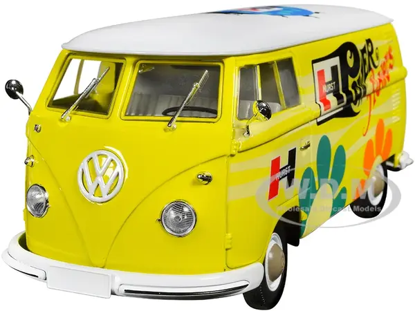 1960 Volkswagen Delivery Van Yellow with Bright White Top and Flower Graphics "Hurst Power Flowers" Limited Edition to 6550 pieces Worldwide 1/24 Die