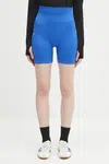 Kraťasy Pangaia Plant-Stretch Compressive Shorts dámské, modrá barva, high waist, 10002485