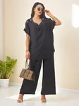 Resti Women's cotton set with short sleeves and wide pants