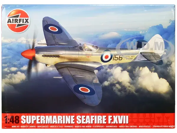 Level 3 Model Kit Supermarine Seafire F.XVII Fighter Aircraft with 3 Scheme Options 1/48 Plastic Model Kit by Airfix