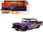 1955 Chevrolet Bel Air 24 Purple Metallic and Matt Black "Bigtime Muscle" Series 1/24 Diecast Model Car by Jada