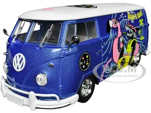 1960 Volkswagen Delivery Van Blue Metallic with White Top "Maui and Sons" Limited Edition to 6550 pieces Worldwide 1/24 Diecast Model Car by M2 Machi