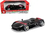 Ferrari Monza SP1 Black Metallic with Red Stripes "Race &amp; Play" Series 1/24 Diecast Model Car by Bburago