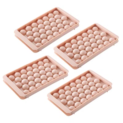 4 Pack 33-Cavity Plastic Round Ice Ball Mold for Making Frozen Whiskey Balls Popsicles and Lollipops - Pink