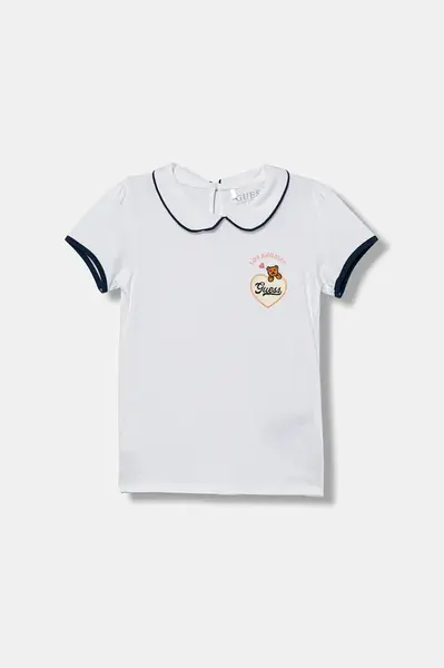 Dětské tričko Guess bílá barva, s límečkem, K5YI20 K6YW4