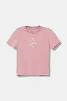 Dětské bavlněné tričko Puma ESS SCRIPT Tee G růžová barva, 685805