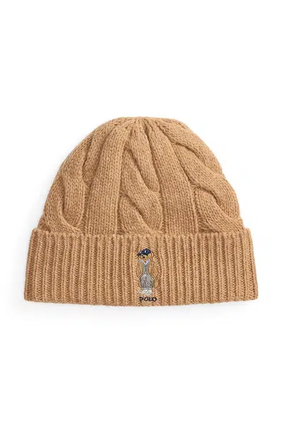Vlněná čepice Polo Ralph Lauren béžová barva, 455981433