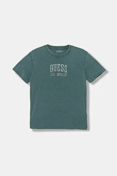 Dětské bavlněné tričko Guess zelená barva, s aplikací, L5YI31 I3Z14