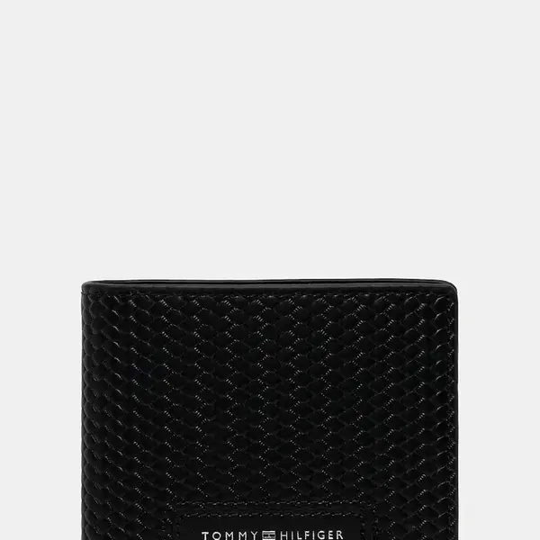 Kožená peněženka Tommy Hilfiger pánská, černá barva, AM0AM13728