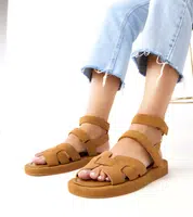 marka niezdefiniowana Brown ankle-strap sandals Maimuna