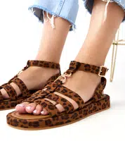 marka niezdefiniowana Leopard Roman sandals fastened at the ankle Nargiz
