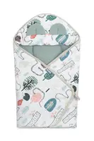 SENSILLO Zavinovačka 2v1 do autosedačky, kočárku, mušelín, bavlna - Ježek Toník, zelená