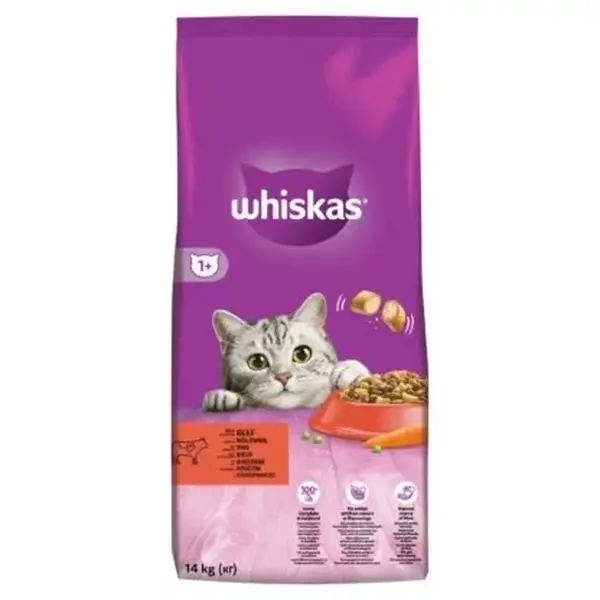 Whiskas granule s hovězím 14 kg