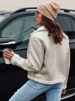 Dámska semišová bunda s kožušinou KASAMIRA