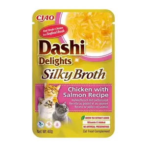 Inaba Dashi Delights Silky Broth vlhké krmivo pre mačky - kuracie mäso s lososom 40 g