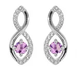 Brilio Silver Trblietavé strieborné visiace náušnice s ametystmi Precious Stone SE09089AM