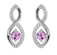 Brilio Silver Trblietavé strieborné visiace náušnice s ametystmi Precious Stone SE09089AM