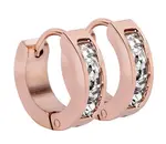 Troli Ružovo pozlátené oceľové náušnice krúžky s kryštálmi