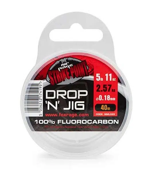 Fox rage fluorocarbon strike point drop n jig line 40 m - 0,20 mm 6,8 lb