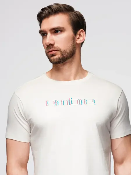 Ombre Men's T-shirt with embroidery on chest - white