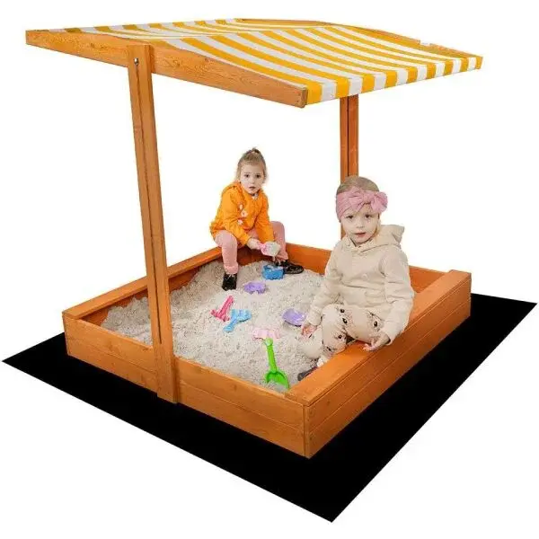 BABY MIX PIESKOVISKO Detské drevené pieskovisko so strieškou, hnedá, veľkosť