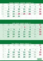 Tříměsíční kalendář zelený 2026 - nástěnný kalendář