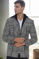 K7535 DEWBERRY MEN'S COAT-PLAID BLACK-1