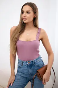 Tělová halenka na ramínka tmavě růžová