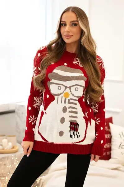 Vánoční svetr s červeným sněhulákem