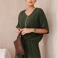 Dámský set halenka + kalhoty - khaki