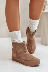 Kotníkové sněhule na zip zateplené kožíškem Big Star béžové