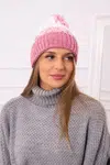 marka niezdefiniowana Dámská čepice s bambulí Abigail K326 powder pink+ecru