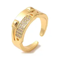 Rack Plating Brass Micro Pave Clear Cubic Zirconia Cuff Rings for Women