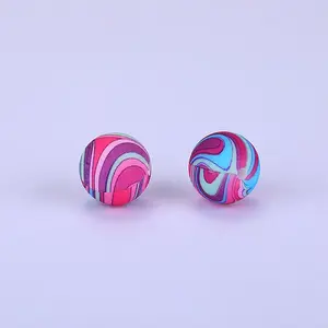 Printed Round Silicone Focal Beads