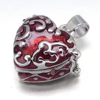 Enamel Heart Rack Plating Platinum Brass Prayer Box Pendants