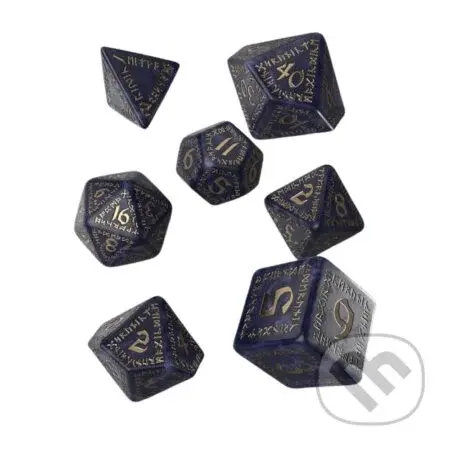 Sada runových kociek - Mixed Blue & Gold