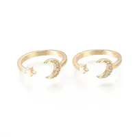 Brass Micro Pave Clear Cubic Zirconia Cuff Rings