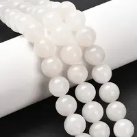 Natural Round White Jade Bead Strands