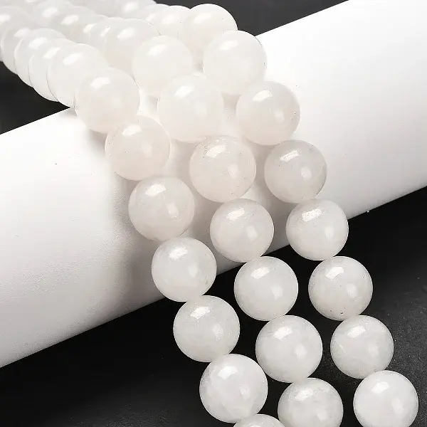 Natural Round White Jade Bead Strands
