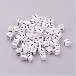 Letter T White Letter Acrylic Cube Beads