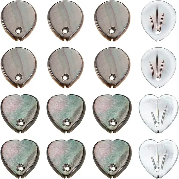 16Pcs 2 Styles Natural Black Lip Shell Charms