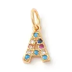 Brass Micro Pave Colorful Cubic Zirconia Charms