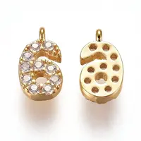 Brass Micro Pave Clear Cubic Zirconia Charms