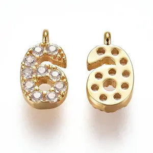 Brass Micro Pave Clear Cubic Zirconia Charms
