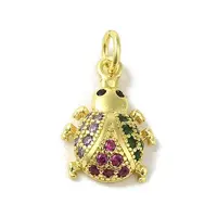 Brass Micro Pave Colorful Cubic Zirconia Charms