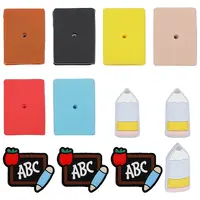 12Pcs 8 Styles Blackboard/Book/Pencil Shape Silicone Beads